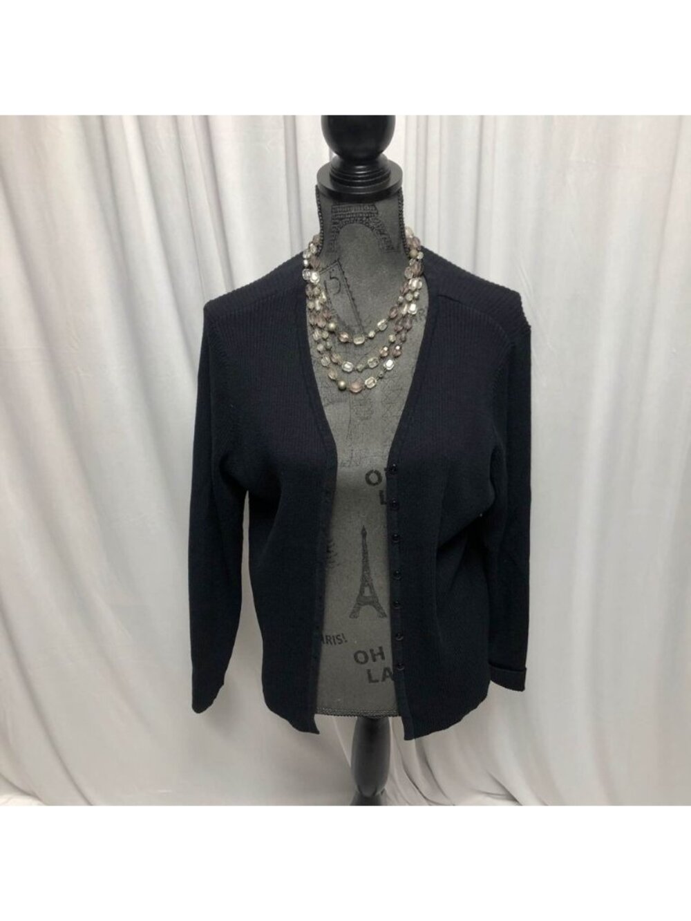 Venezia Cardigan Womens Size 22 - 24 Black Button Up Sweater Office Layering
